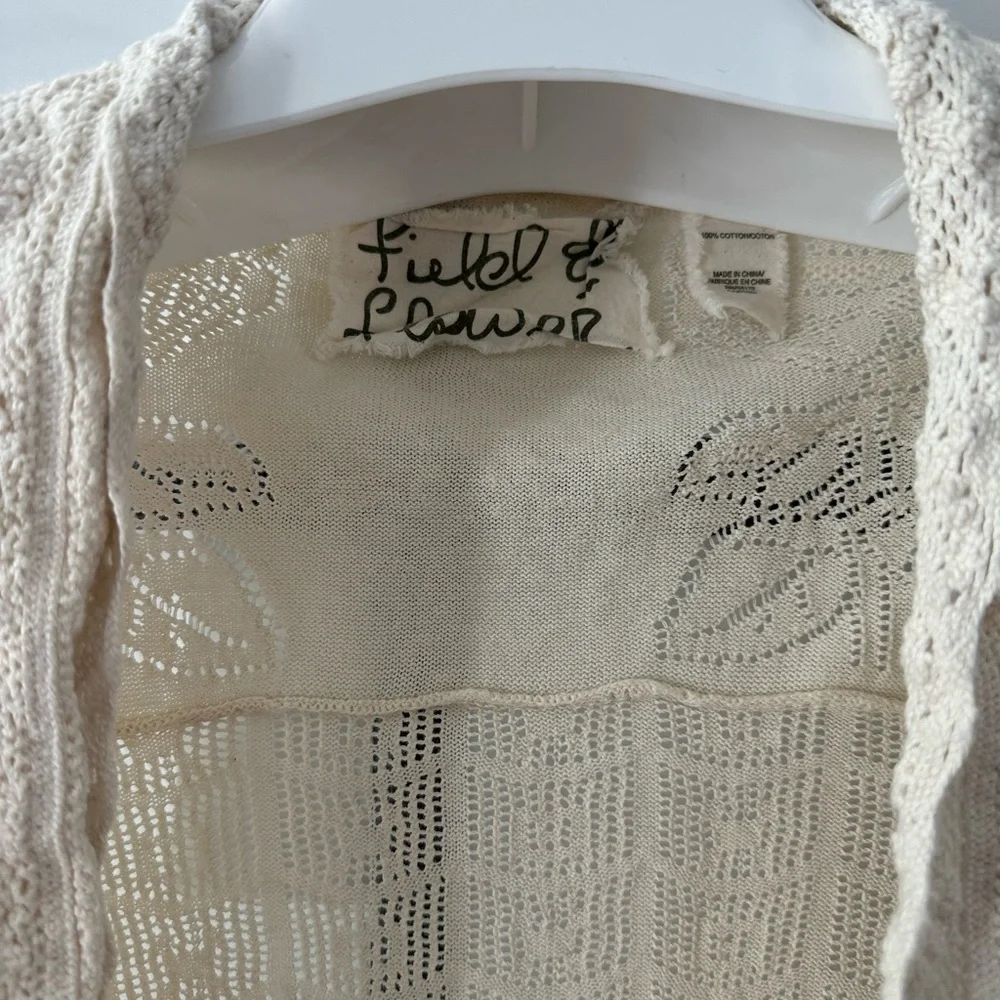 Anthro field flower 🌺 crochet open knit cardigan